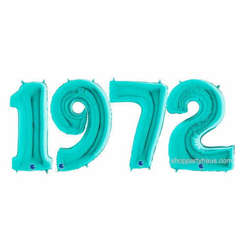 Teal Blue 1972 Number Balloons | 14 INCH | 26 INCH | 40 INCH