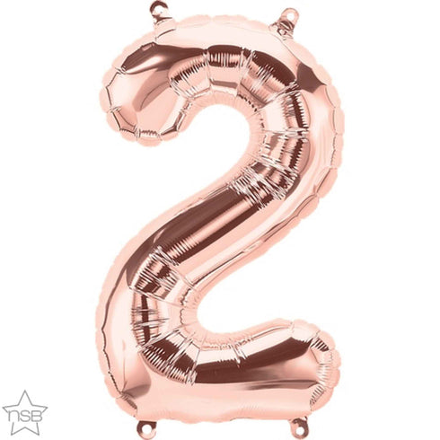 Rose Gold Number 2 Balloons | 16 INCH