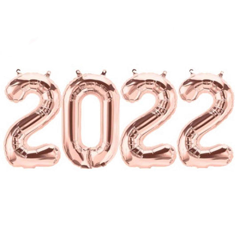 2022 Number Balloons | Small 16 Inch | Pink | Blue | Gold | Rose Gold | Silver