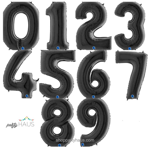 26 INCH | Black Number Balloons