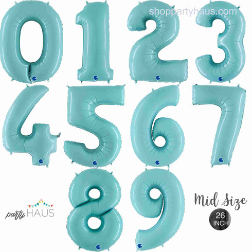 26 INCH | Pastel Blue Number Balloons