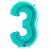 Teal Blue Number 3 Balloons | 26 INCH