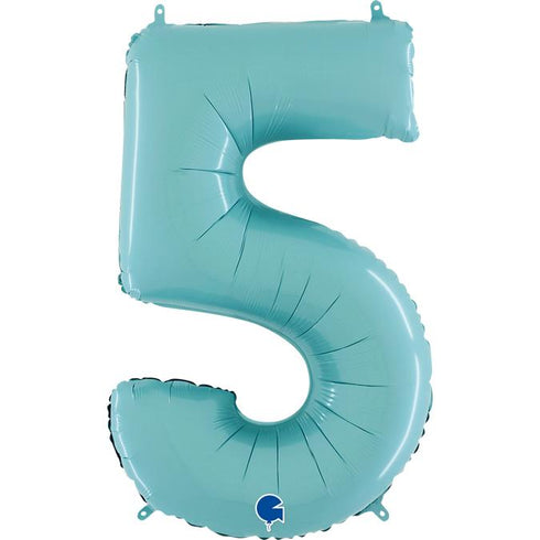 Pastel Blue Number 5 Balloons | 40 INCH