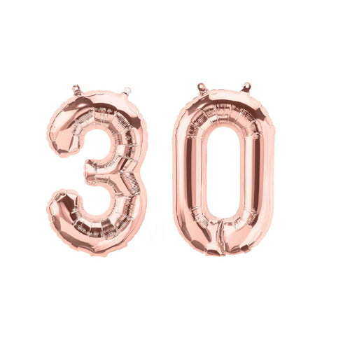 Rose Gold Number 30 Balloons | 16 INCH