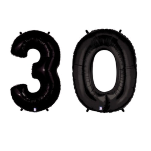 Black Number 30 Balloons | 26 INCH