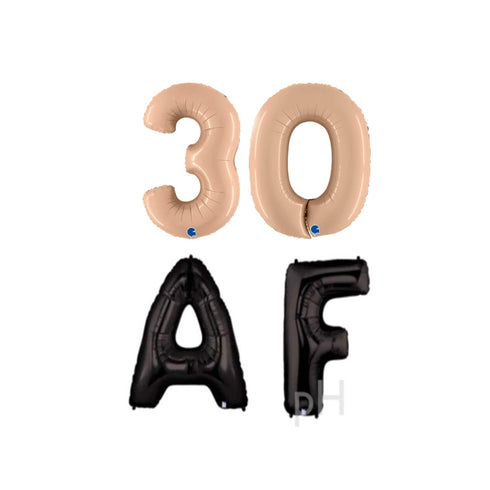 30 AF Balloon Banner | Silver | Gold | Black