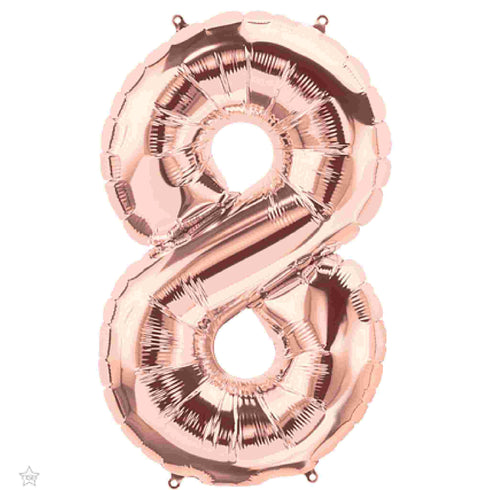 Rose Gold Number 8 Balloons | 34 INCH