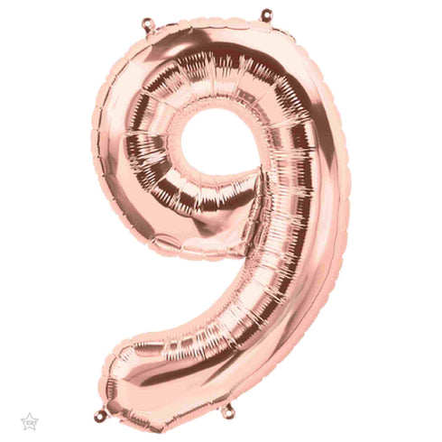 Rose Gold Number 9 Balloons | 34 INCH