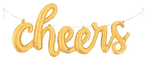 Cheers Script Balloon Banner l Gold 47 INCH