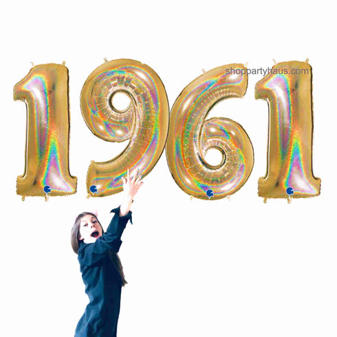 Glitter Gold 1961 Number Balloons | 40 INCH
