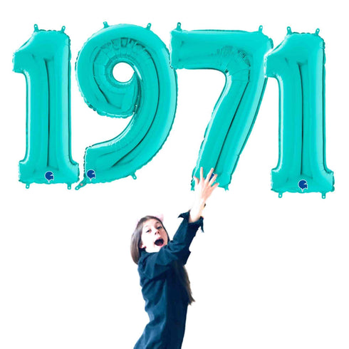Teal Blue 1971 Number Balloons | 14 INCH | 26 INCH | 40 INCH