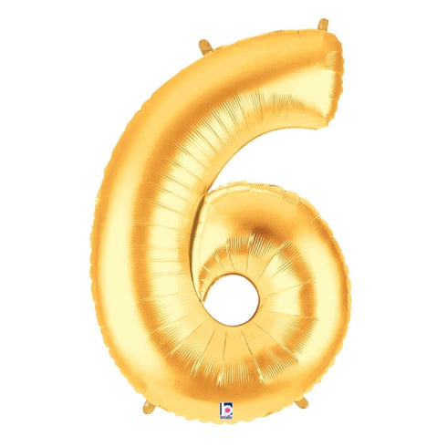 Gold Number 6 Balloons | 40 INCH