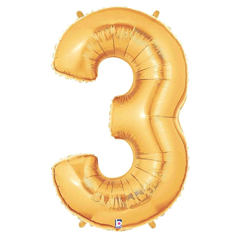 Gold Number 3 Balloons | 40 INCH