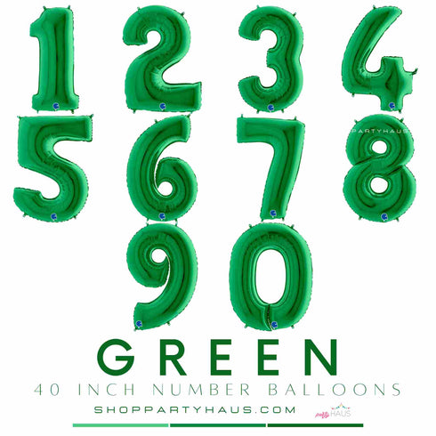 40 INCH | Green Number Balloons
