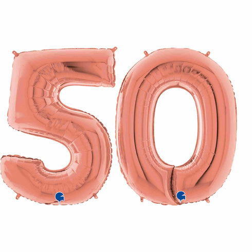 Rose Gold Number 50 Balloons | 40 INCH