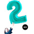 Teal Blue Number 2 Balloons | 40 INCH