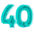 Teal Number 40 Balloons | 26 INCH