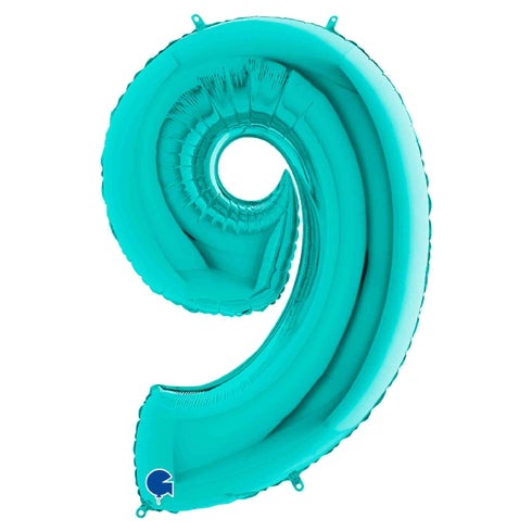 Teal Blue Number 9 Balloons | 40 INCH