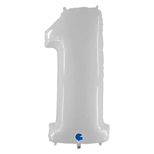 White Number 1 Balloons | 40 INCH