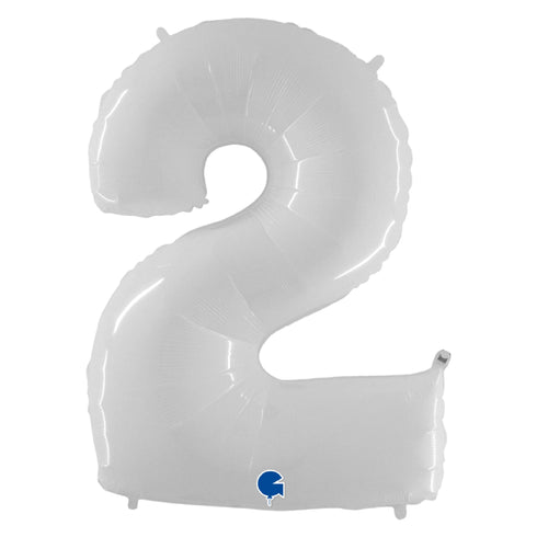 White Number 2 Balloons | 40 INCH