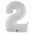 White Number 2 Balloons | 40 INCH