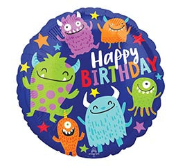 Monster Foil Balloon | 18 INCH Round | Happy Birthday