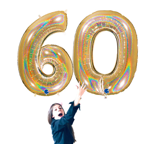 Glitter Gold 60 Number Balloons | 40 INCH