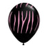 Black With Pink Zebra Stripes Printed Latex Balloons | Set 6