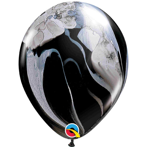 Black and White Marble Super Agate Latex Balloons | 11 INCH | Package 6