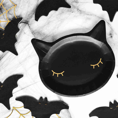 Black Cat Paper Party Plates | Set 6