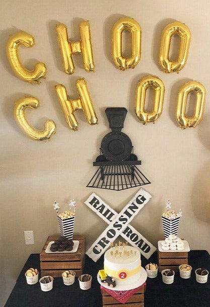 CHOO CHOO Party Letter Balloon Banner