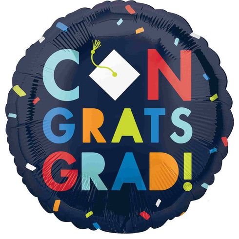 Graduation Balloons | Navy Class of Awesome "Congrats Grad" | 18 INCH