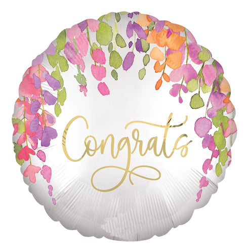 Congrats Romantic Floral Balloons | 18 INCH