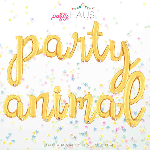Party Animal Cursive Letter Balloons | Gold | Silver | Rose Gold