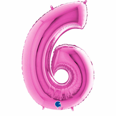 Fuchsia Pink Number 6 Balloons | 14 INCH