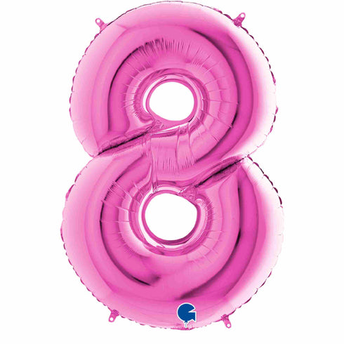 Fuchsia Pink Number 8 Balloons | 14 Inch
