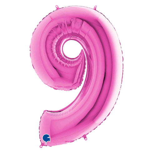 Fuchsia Pink Number 9 Balloons | 14 INCH