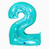 Glitter Teal Blue Number 2 Balloons | 40 INCH