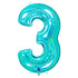 Glitter Teal Blue Number 3 Balloons | 40 INCH