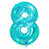 Glitter Teal Blue Number 8 Balloons | 40 INCH