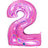 Glitter Fuchsia Pink Number 2 Balloons | 40 INCH