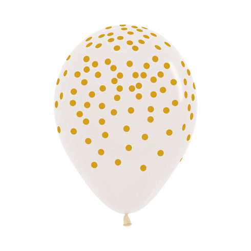 Gold Confetti Printed Latex Balloons | 11 INCH | Package 6