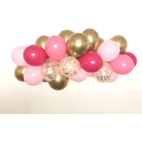Pink & Gold Latex Garland Banner with Hand Cut Glitter Confetti