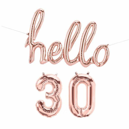 Hello 30 Foil Balloons | Rose Gold | Gold | Silver
