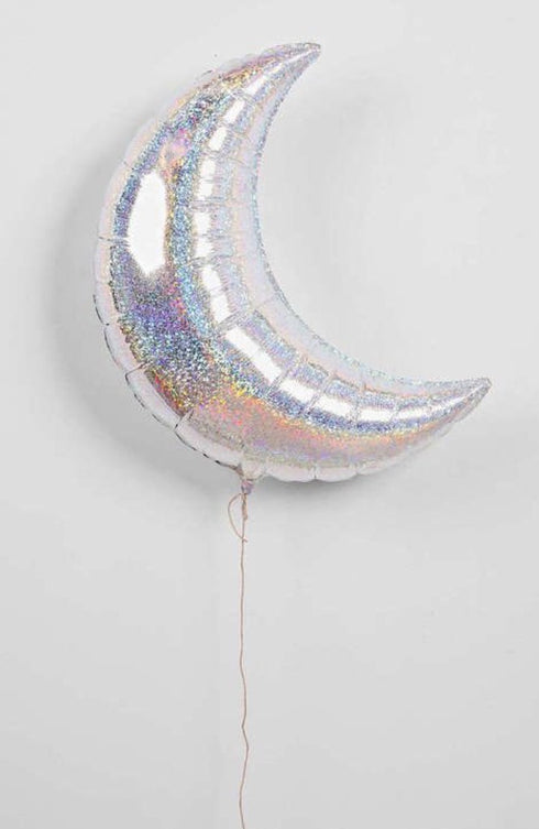 Silver Glitter Moon Foil Balloon | 42 INCH