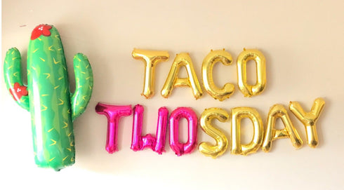 TACO TWOSDAY Balloon Kit | Letters + Cactus