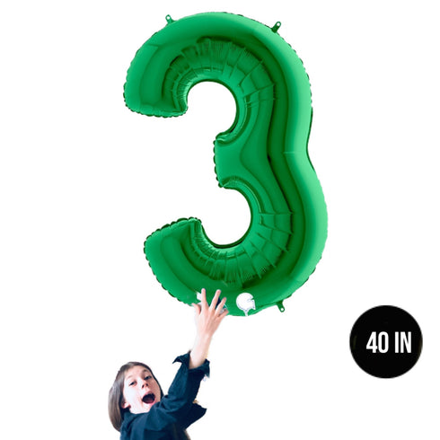 Green Number 3 Balloons | 40 INCH