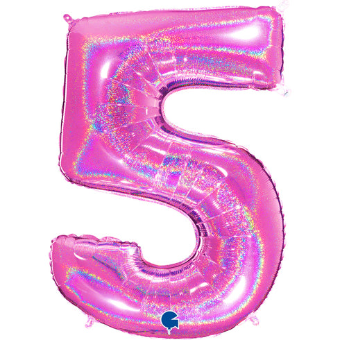 Glitter Fuchsia Pink Number 4 Balloons | 40 INCH