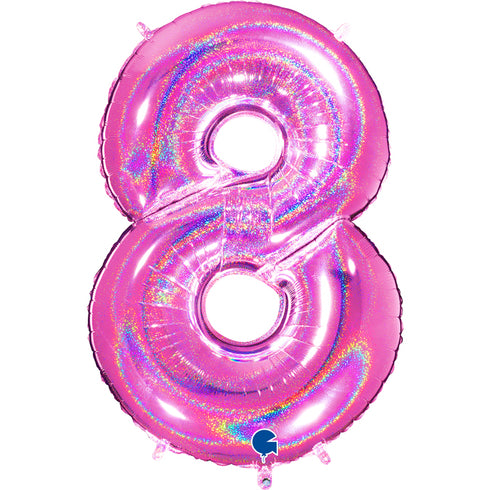 Glitter Fuchsia Pink Number 8 Balloons | 40 INCH