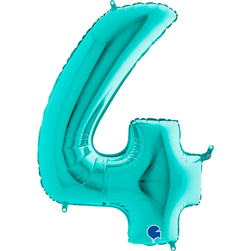 Teal Blue Number 4 Balloons | 40 INCH